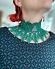 chokery Zielony butelkowy koronkowy choker/kolia celtycka