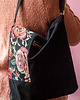 torby na ramię Czarna patchworkowa boho bag w kwiaty