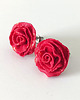 kolczyki z masy plastycznej Czerwone brokatowe kolczyki róże