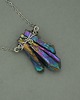 wisiory Naszyjnik talizman surowy kwarc tytanowy kolorowy wire wrapping