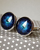 spinki do mankietów COSMIC IN BLUE gustowny prezent spinki do koszuli dla faceta