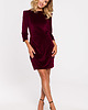 sukienki mini damskie Sukienka welurowa-bordowa(M-637)