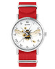 zegarki damskie Zegarek - Bee natural - czerwony, nylonowy