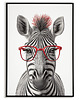 obrazy i plakaty do pokoju dziecięcego Plakat Zebra w czerwonych okularach, plakat dla dziecka ze  zwierzątkiem.