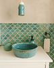 umywalki Umywalka ceramiczna, turkusowa owalna, zielona, nablatowa, niebieska