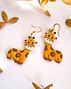 kolczyki z masy plastycznej Kolczyki z żyrafami, akcesoria dla pracownika zoo, zwierzęta z afryki