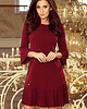 sukienki midi damskie 228-4 LUCY - plisowana wygodna sukienka BORDO
