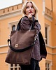 torby na ramię Brązowa torba z zamszu ekologicznego