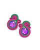 kolczyki soutache Kolczyki sutasz sztyfty różowo zielone nieregularne Ella