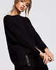 bluza bez kaptura damska Bluza z rozcięciami- czarna(M-491)