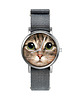 zegarki unisex Zegarek  mały - Kot tygrysek - nylonowy, szary