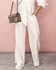 spodnie materiałowe damskie LNIANE spodnie NATURAL LINEN CREAME
