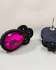 kolczyki soutache Czarne kolczyki z różową cyrkonią