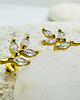kolczyki pozłacane RAIN- eleganckie listki, Srebrne pozłacane kolczyki z cyrkoniami
