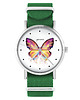 zegarki damskie Zegarek - Motyl - zielony, nylonowy