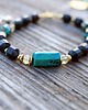bransoletki z kamieni naturalnych Zapinana pozłacana bransoletka z turkusami i chryzokolą