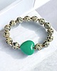 bransoletki z kamieni naturalnych Jaspis dalmatyński i serce : MORSKA ZIELEŃ : bransoletka na gumce