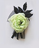 broszki Unikatowa broszka z jedwabną rózą z listkami