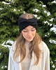 opaski do włosów Szeroka wełniana opaska 26 - 31cm handmade czarna 100% wełna ręczna robota