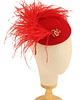 kapelusze damskie MABEL czerwony toczek z filcu z piórami