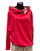 bluza z kapturem damska Czerwona bluza oversize z kapturem