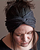 opaski do włosów Opaska lniana, turban, mini-szalik, wstęga do włosów - antracytowa 170 cm