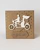 zaproszenia i kartki na ślub Kartka ślubna z parą młodą na rowerze