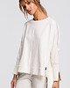 bluza bez kaptura damska Bluza z rozcięciami- ecru(M-491)