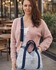 torby na ramię Torebka kuferek Traveler z plecionki Biało-Granatowa