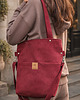 torby na ramię Zamszowa duża torba z kieszeniami Czerwona