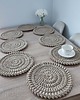 podkładki do kuchni Komplet podkładek szydełkowych pod talerze ze sznurka 8szt-32cm
