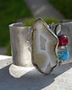 bransoletki wire wrapping Połsurowy chalcedon   - BRANSOLETA MANKIET - CUFF