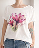 t-shirt damskie Krokusy Biały Oversize