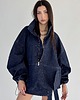 bluza bez kaptura damska Bluza jeansowa loosezip oversize denim dark blue