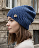 czapki damskie Czapka przejściowa cienka beanie smerf bawełna S/M blue