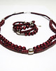 komplet biżuterii Komplet - Wiśniowy - drewniane korale, bordo