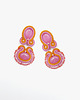kolczyki soutache Pomarańczowe, różowe - kolczyki z jadeitem