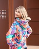 bluza z kapturem damska Bluza damska w kwiaty z dużym kapturem