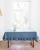 obrusy i serwetki Lniany obrus z falbanką  heavy linen DUSTY BLUE