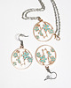 komplet biżuterii Komplet - Kot w kwiatach - kolczyki i naszyjnik