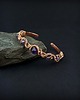 bransoletki wire wrapping Miedziana bransoleta mankietowa z ametystem