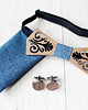 muszki i krawaty Zestaw z drewnianą muszką FOLK denim blue