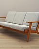 sofy i szezlongi Sofa dębowa, duński design, lata 60,  Hans J. Wegner,  Getama