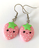 kolczyki z masy plastycznej Różowe kolczyki truskawki