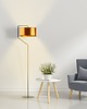 lampy podłogowe Miedziano-czarna lampa stojąca do salonu z miedzianym kloszem TESALLIA MIRROR