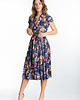 sukienki midi damskie Vigo Granatowa Sukienka w Kwiaty