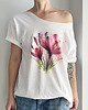 t-shirt damskie Krokusy Biały Oversize