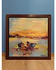 obrazy Oprawiony obraz, ręcznie malowany na płycie MDF 70x70 cm - Łódki