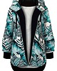 bluza z kapturem damska Bluza Long Back białe liście