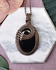 wisiory Miedziany wisiorek wire wrapping z czarnym onyksem #441